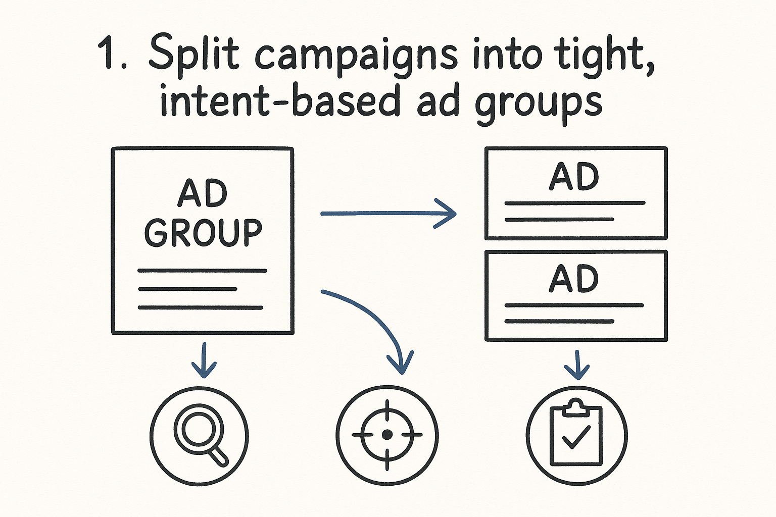 1. Split campaigns into tight, intent-based ad groups