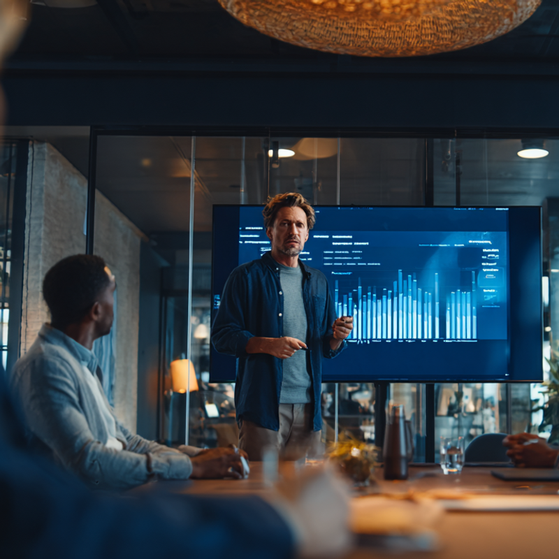 Investor in conversation during a business meeting
