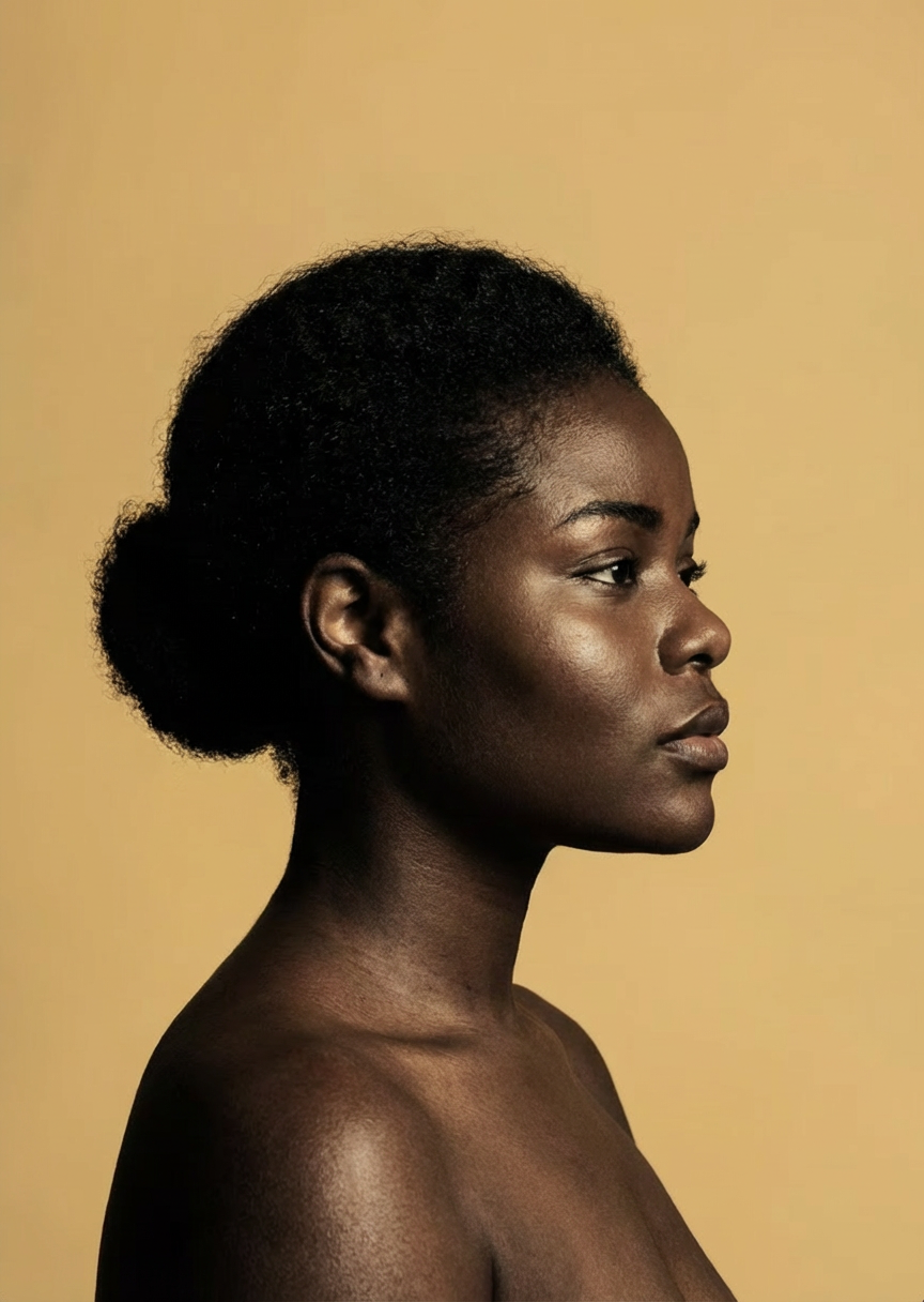 Side profile portrait of woman