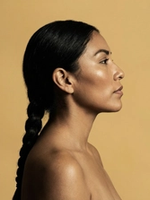 Side profile portrait of woman