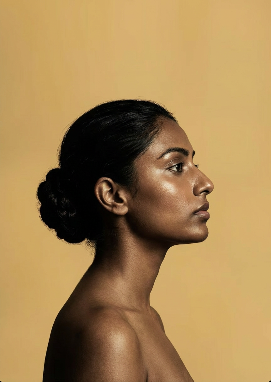 Side profile portrait of woman