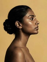 Side profile portrait of woman