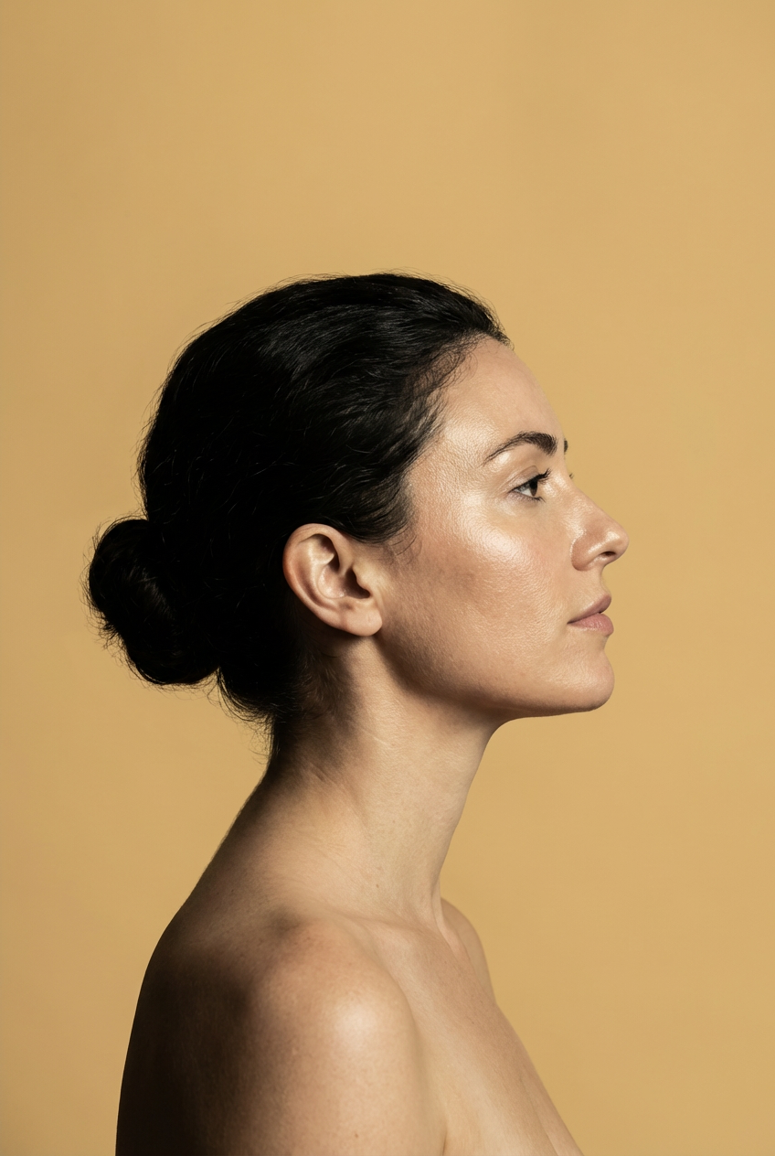 Side profile portrait of woman
