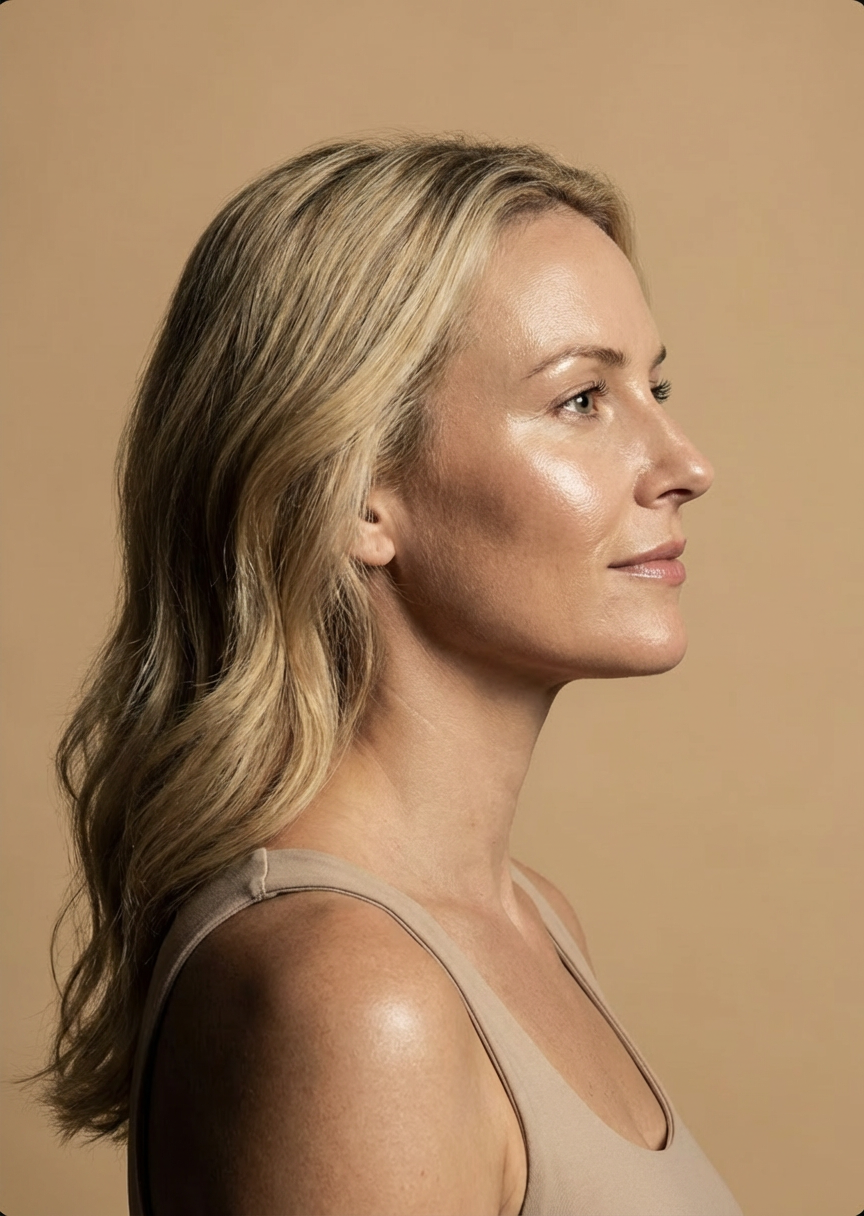 Side profile portrait of woman