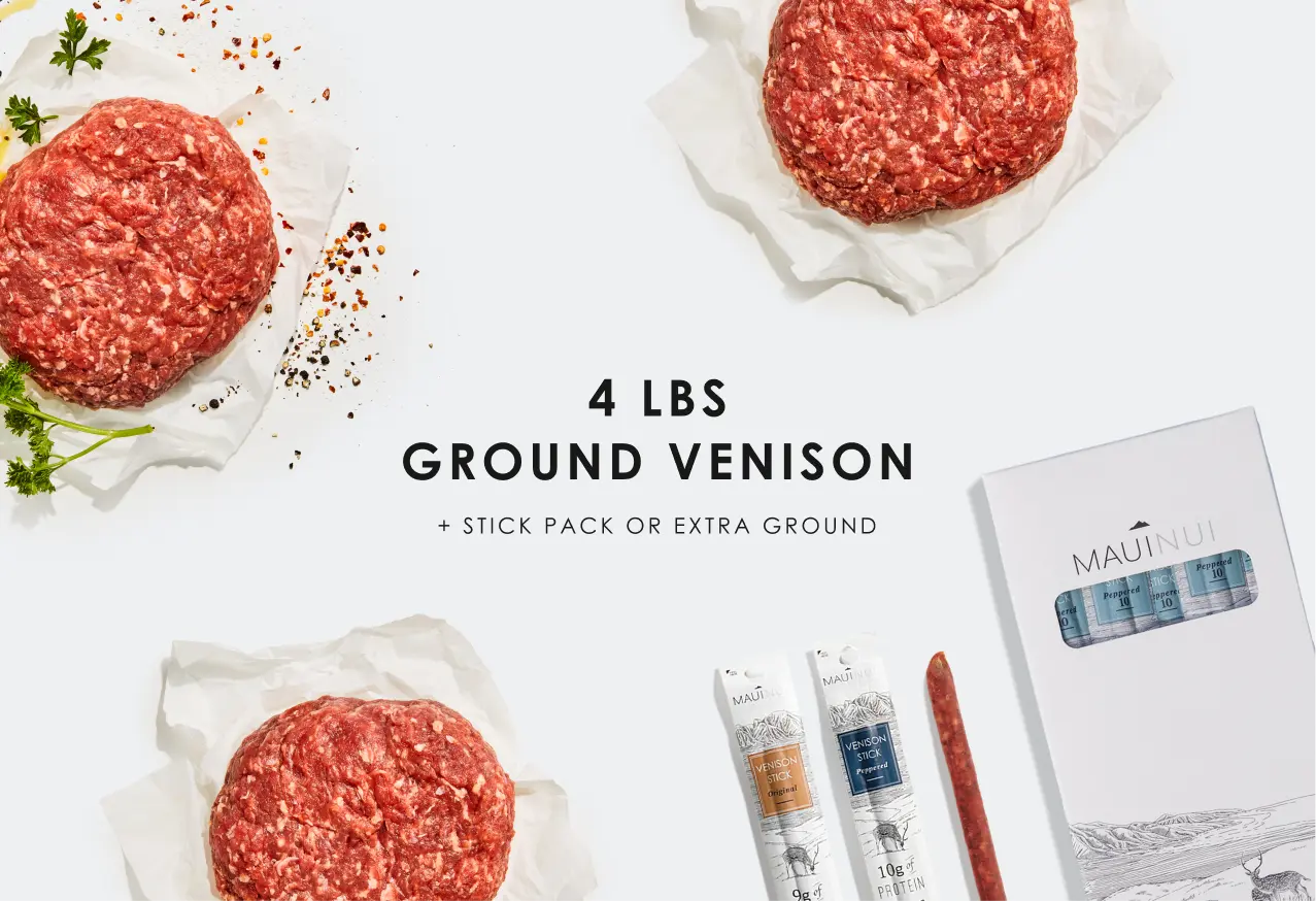 Maui Nui Wild Harvested Venison Ground Venison - Premium 14-Day Aged Wild Axis Venison from Maui | ʻOhana Reserve Cuts