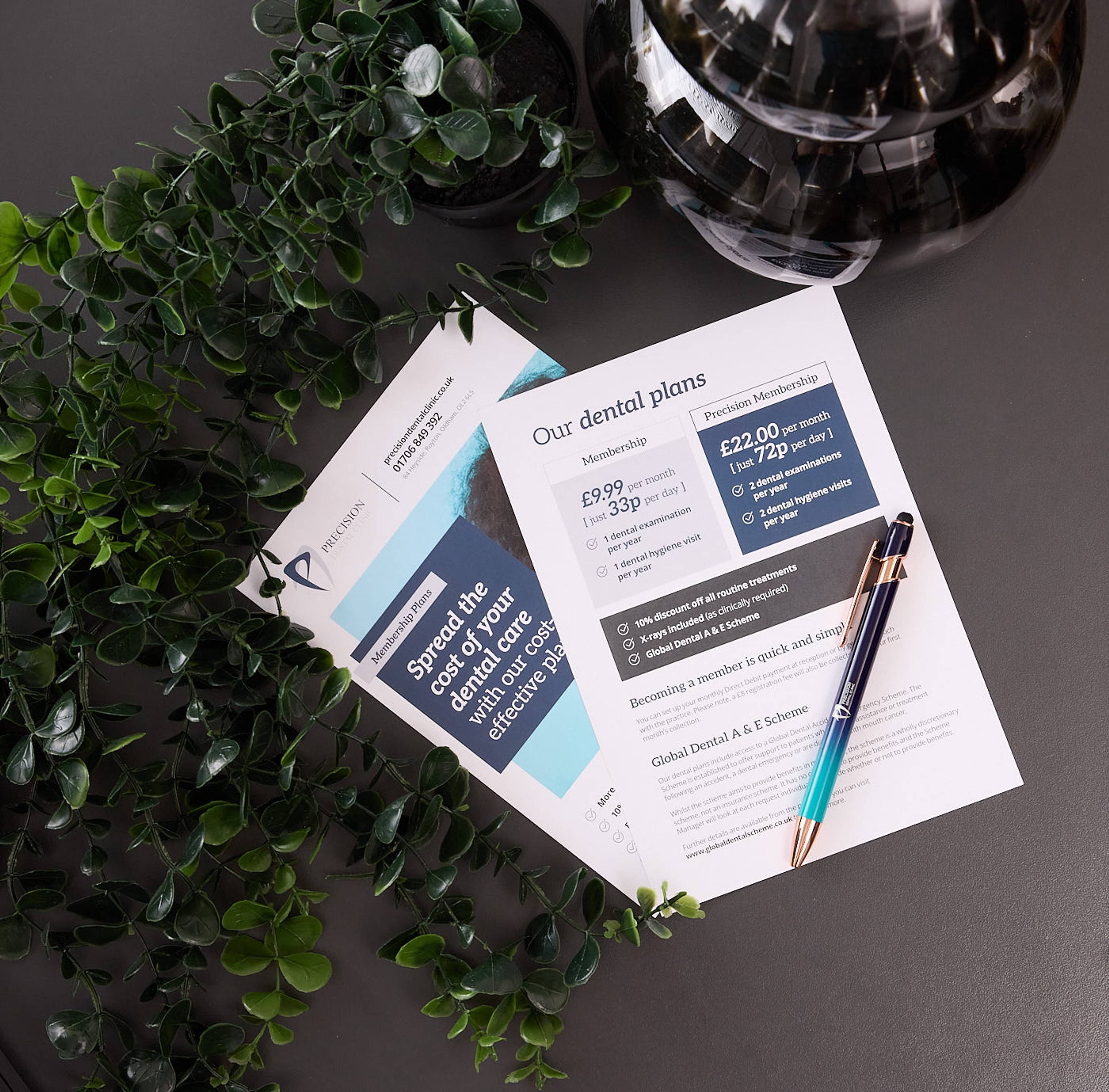 Precision Dental Clinic membership plan leaflets for affordable routine dental care