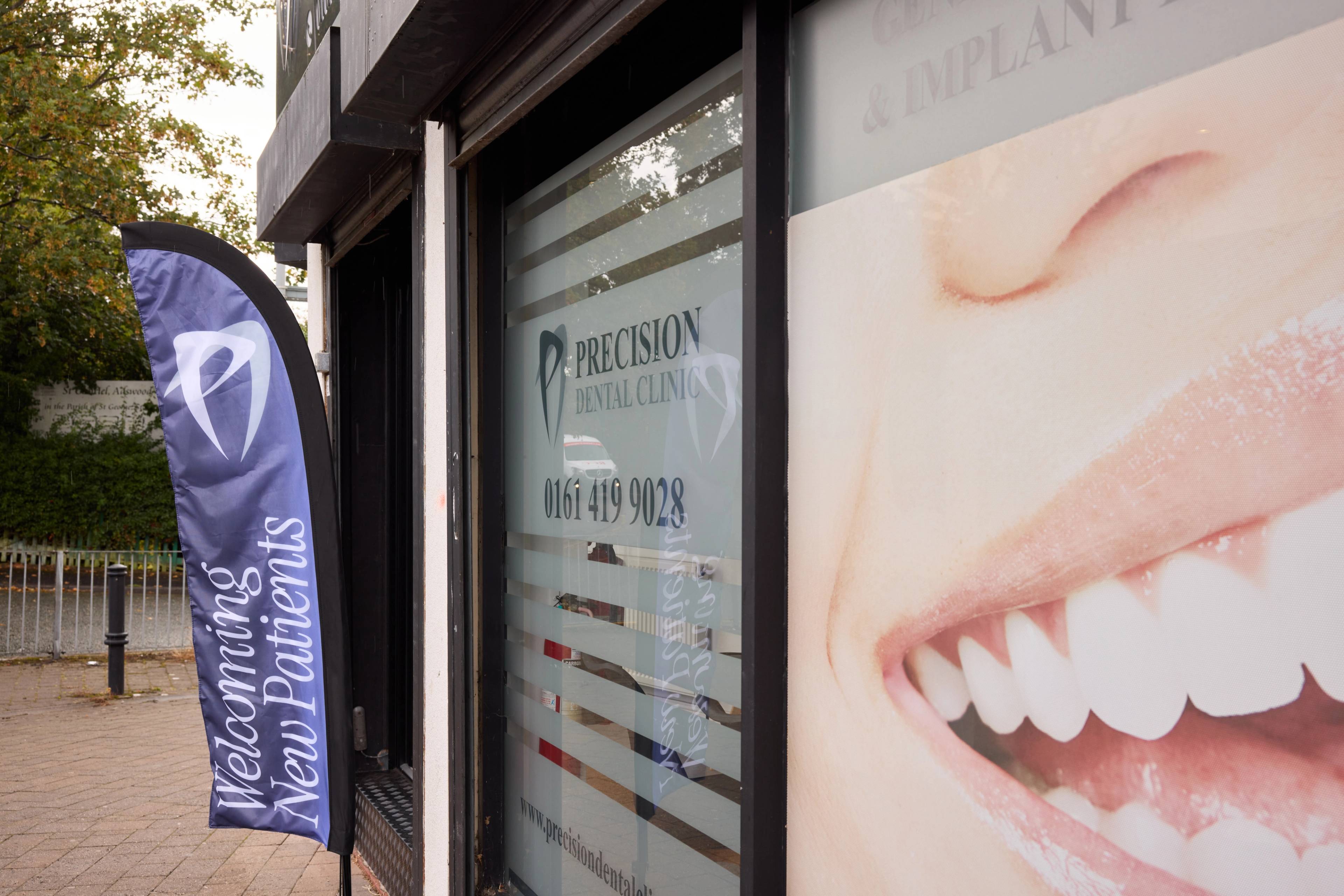 front of Precision Dental Clinic Stockport where patient visit for NHS dental care