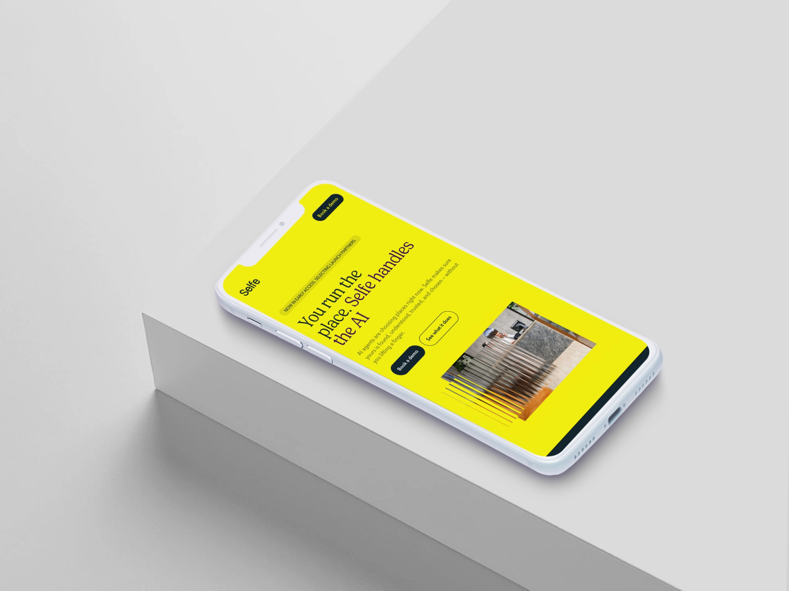 Mobile device showing homepage