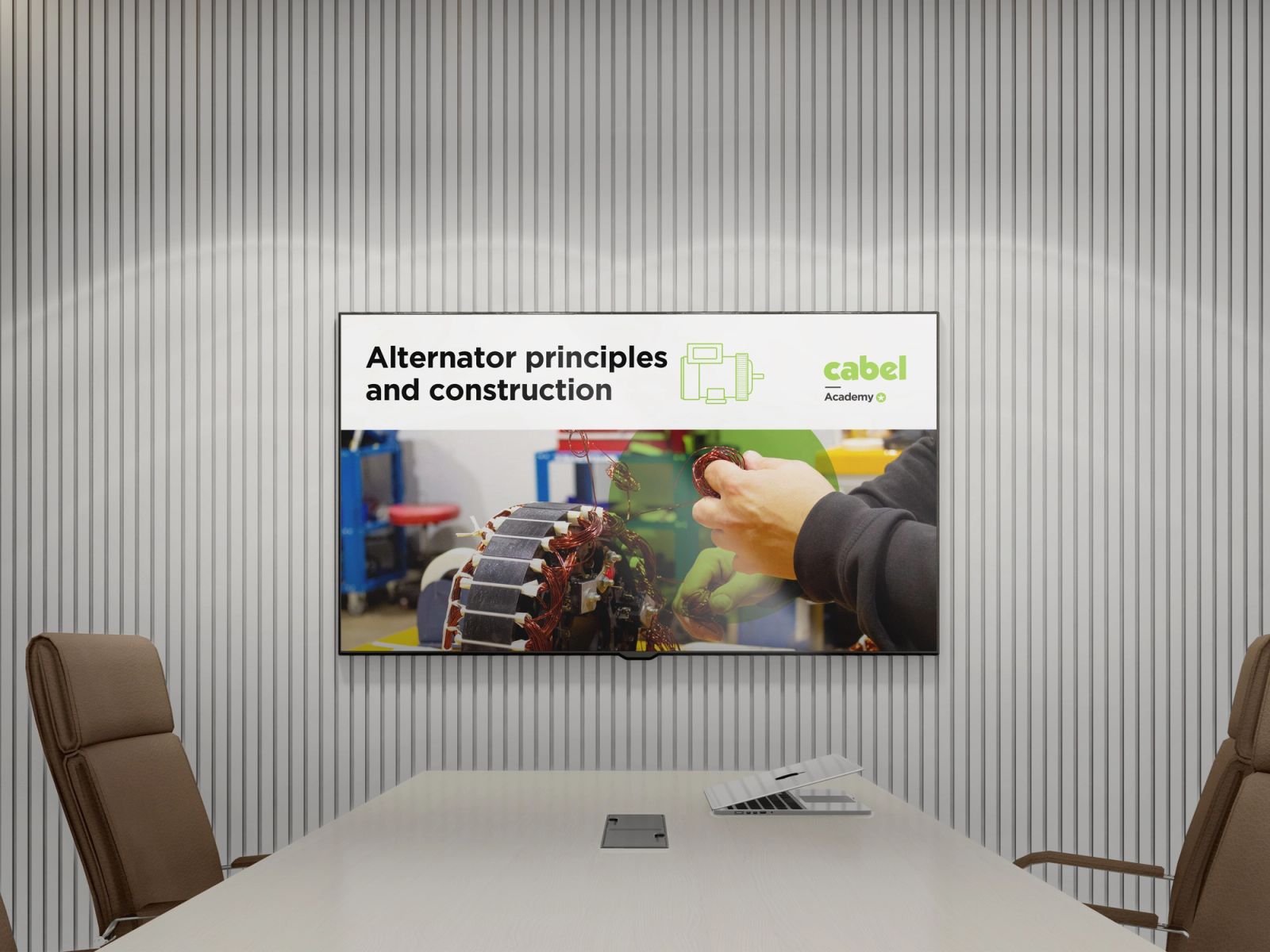 Training screen in office