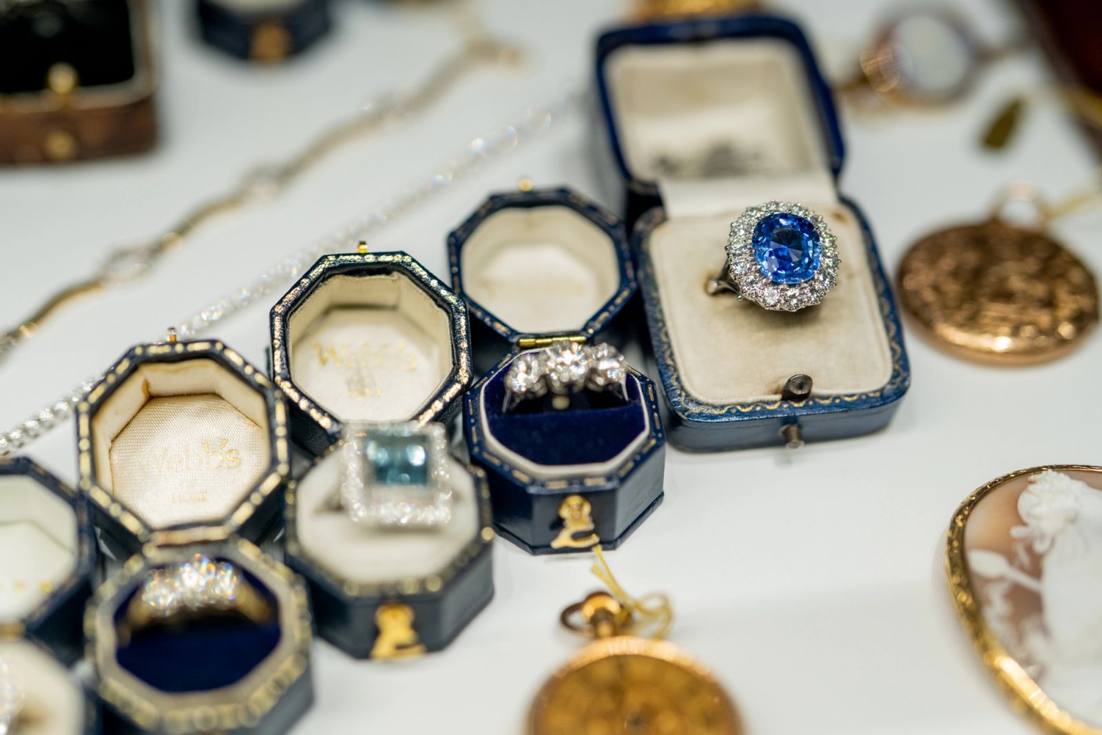 Vintage rings in boxes