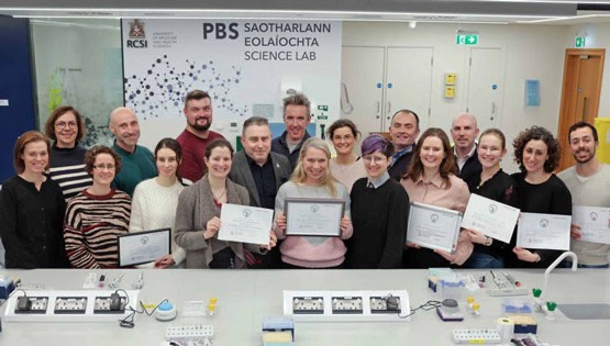 TERG colleagues holding My Green Lab certification certificates
