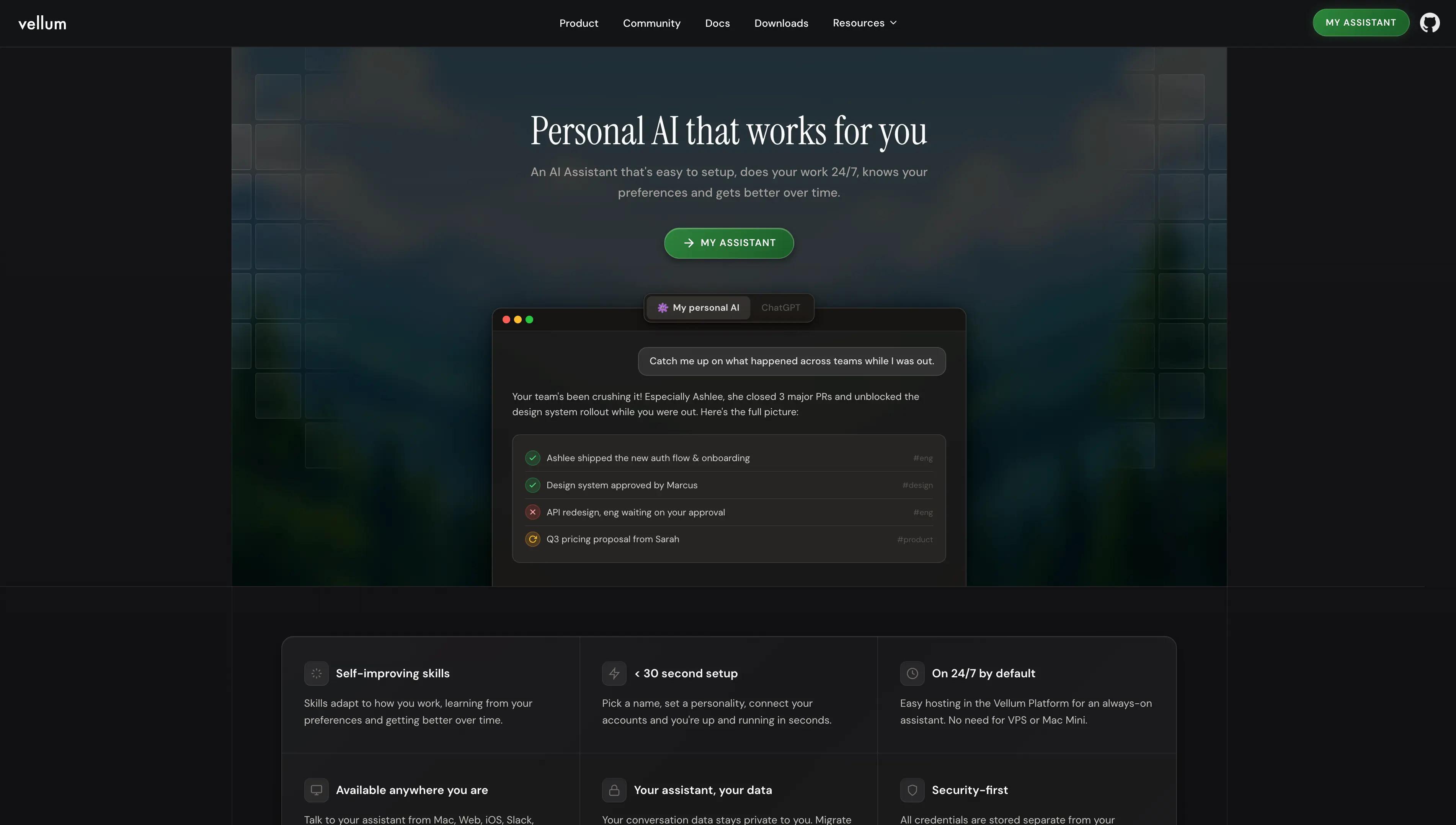 vellum assistant homepage