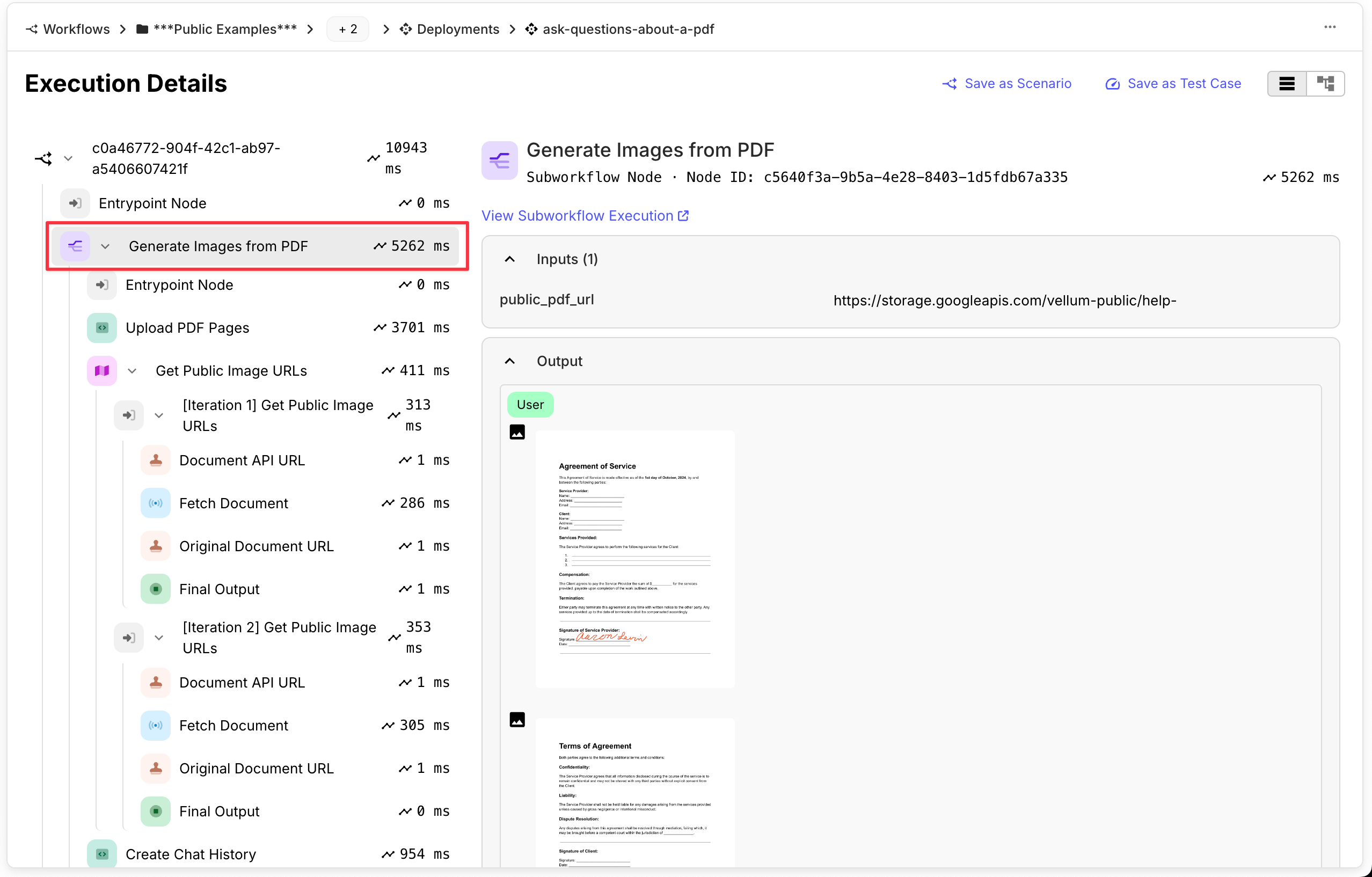 preview of Subworkflow executions