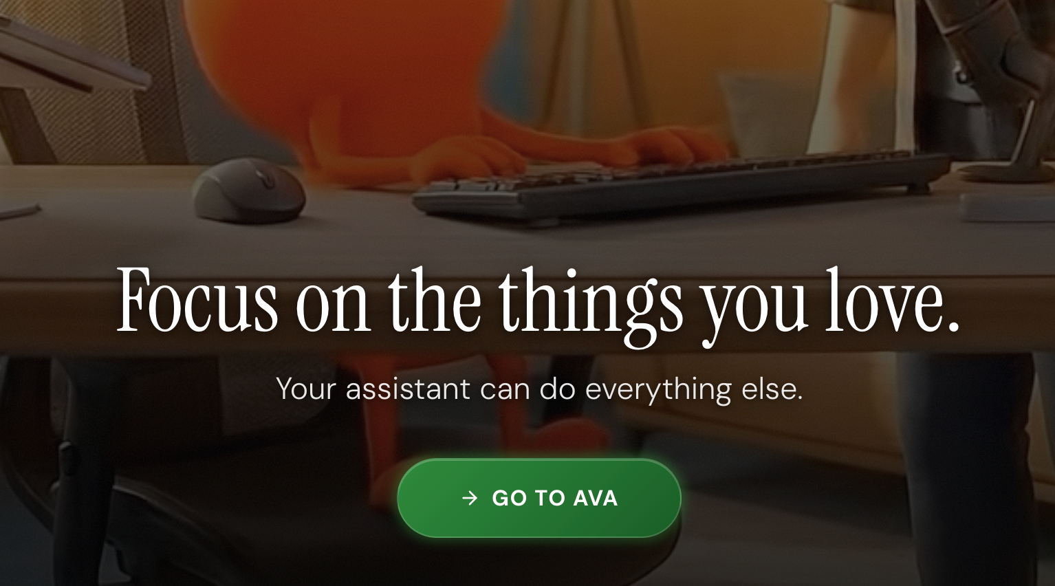 The vellum.ai homepage CTA personalized to a signed-in user's assistant name