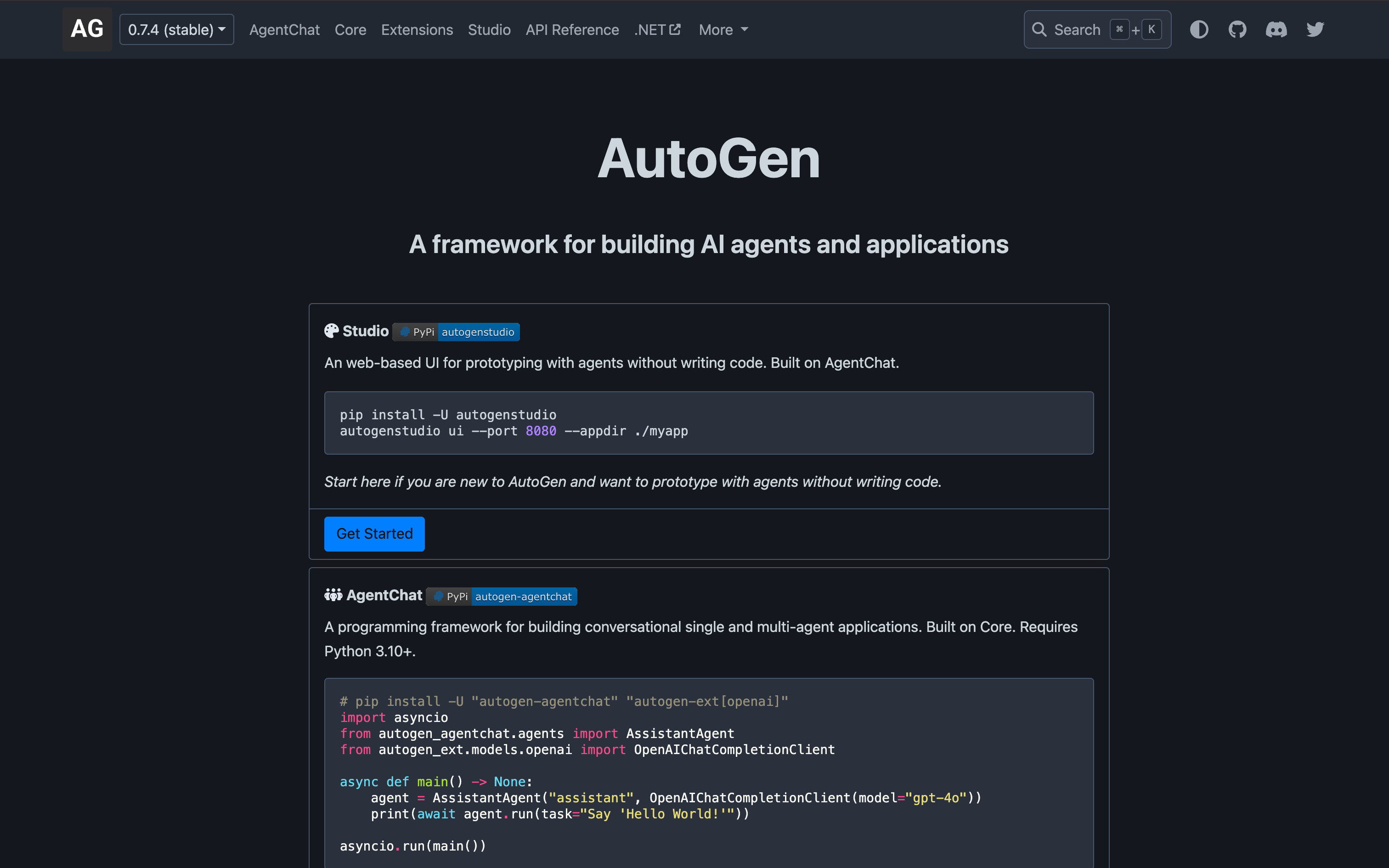 AutoGen Homepage