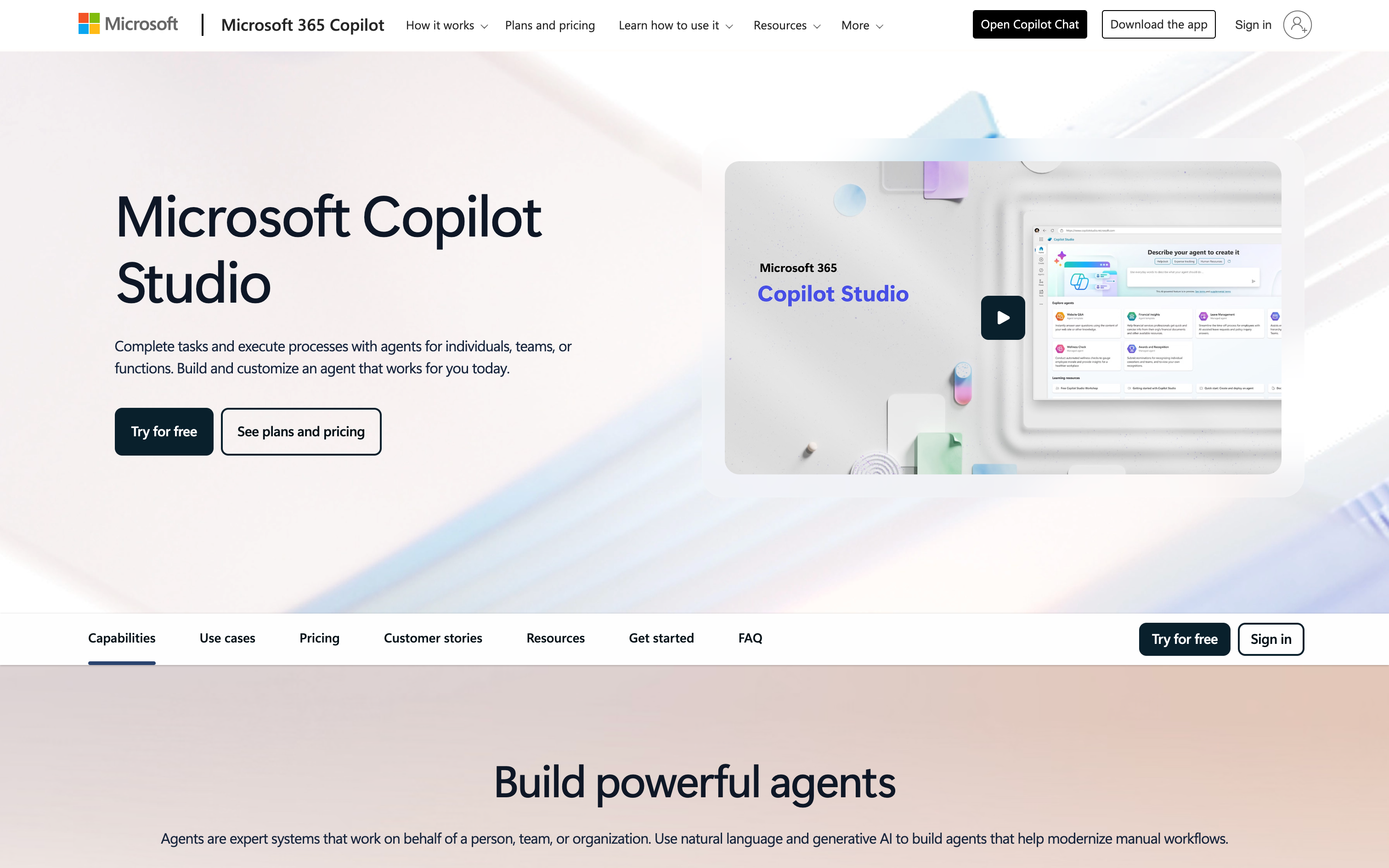 Microsoft Copilot Studio Homepage