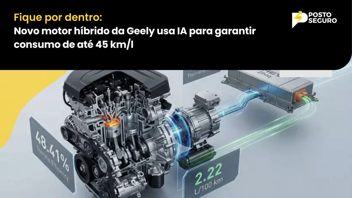 Novo motor híbrido da Geely usa IA para garantir consumo de até 45 km/l