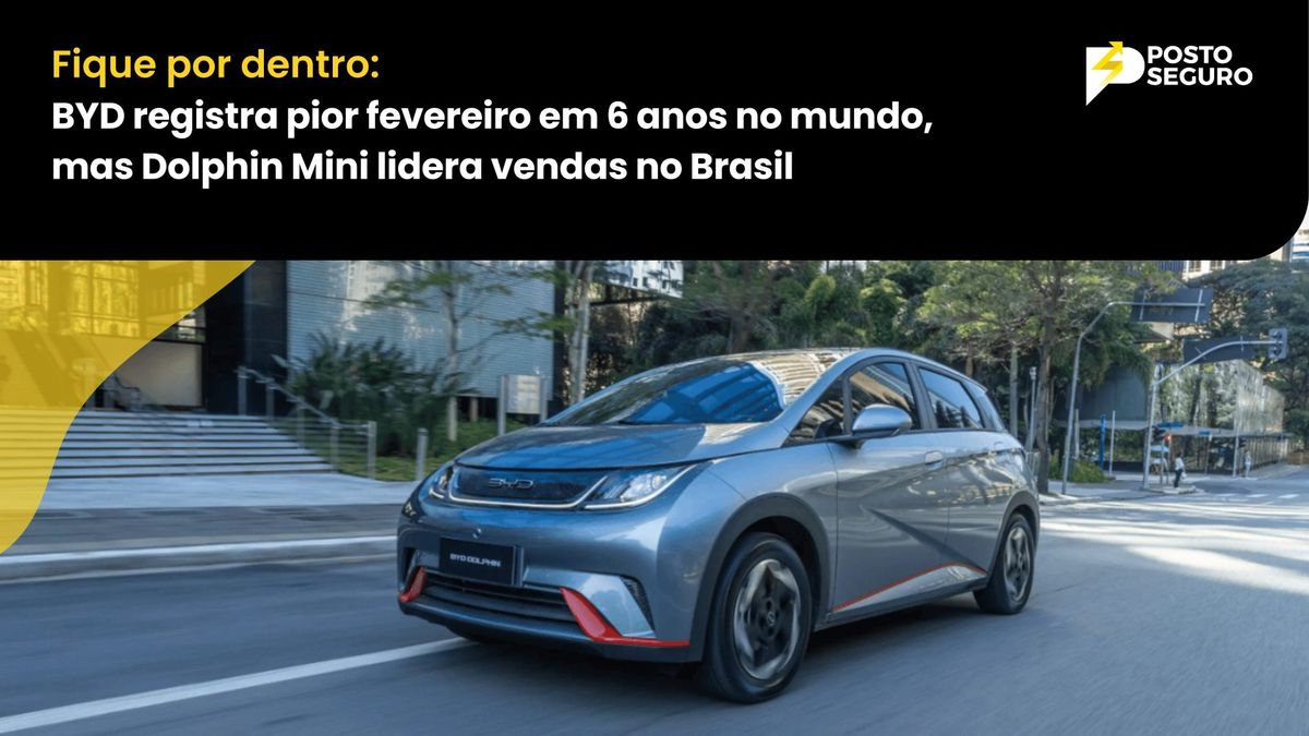 BYD registra pior fevereiro em 6 anos no mundo, mas Dolphin Mini lidera vendas no Brasil