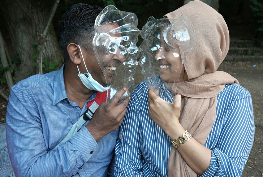Image title for Masks in the park