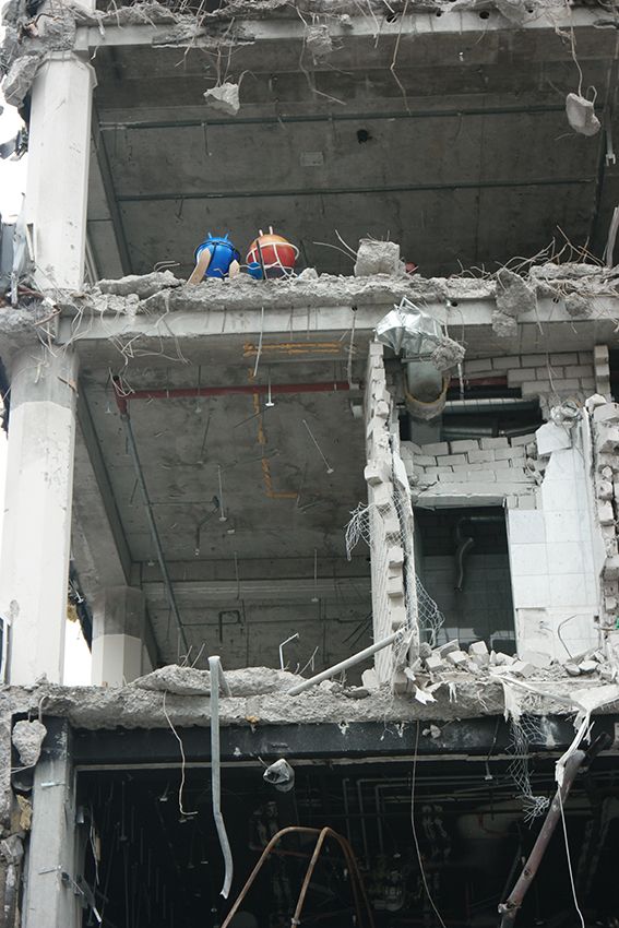 Image title for Toboggans during demolition