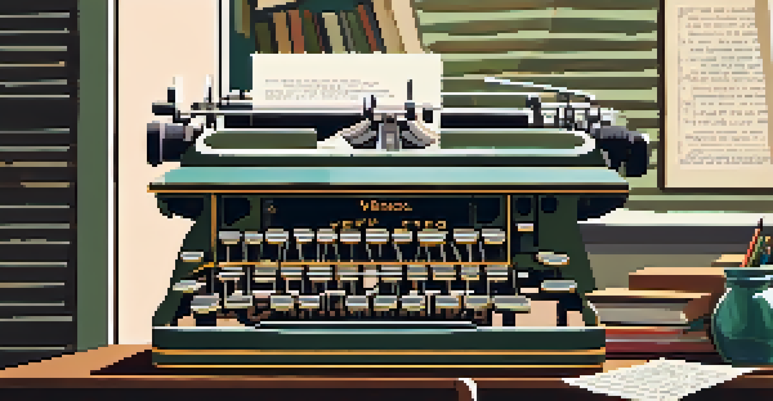 A vintage typewriter with a poem by Gwendolyn Brooks, set in a cozy room with books and art.