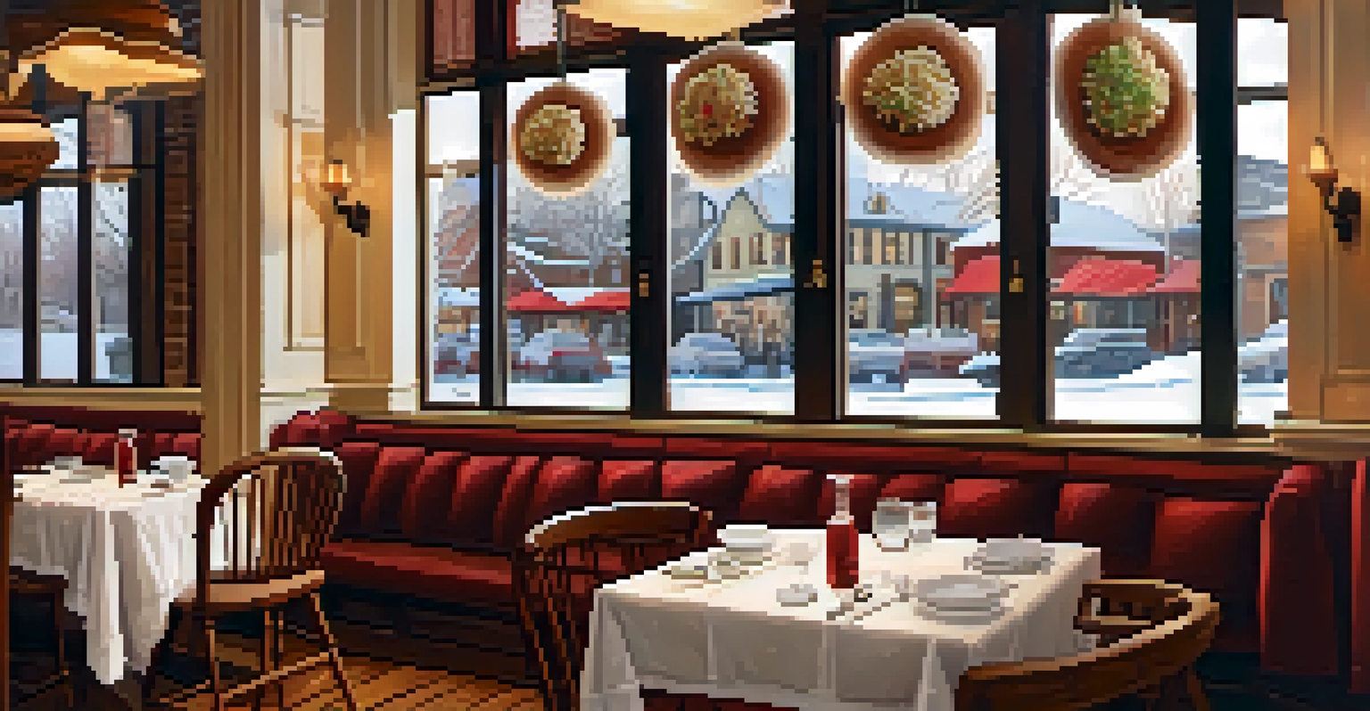 A cozy dining area in a Swedish restaurant with wooden tables, traditional dishes, and warm lighting.