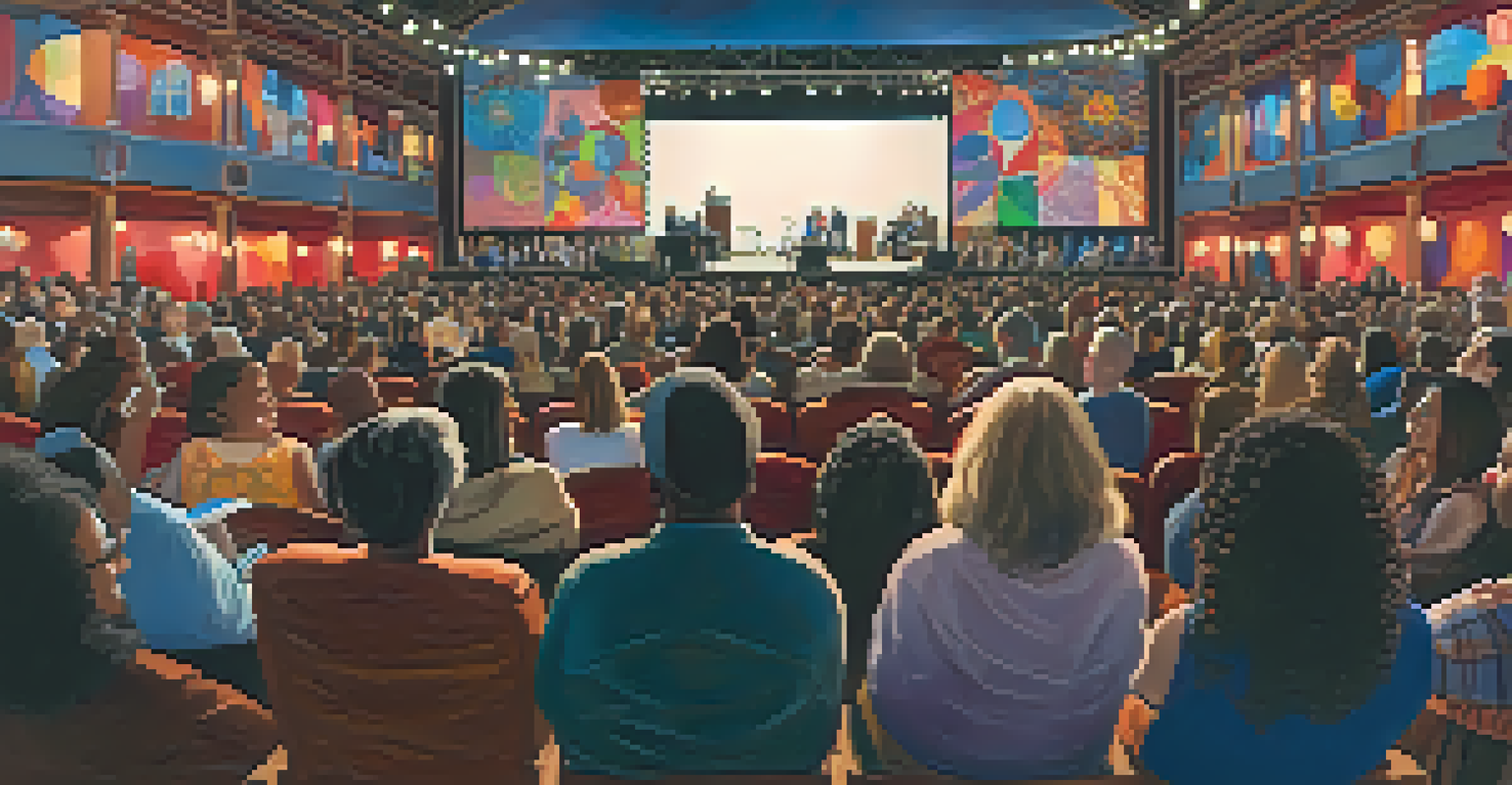 A dynamic panel discussion at the Chicago Humanities Festival with authors and artists engaging an attentive audience in a vibrant setting.