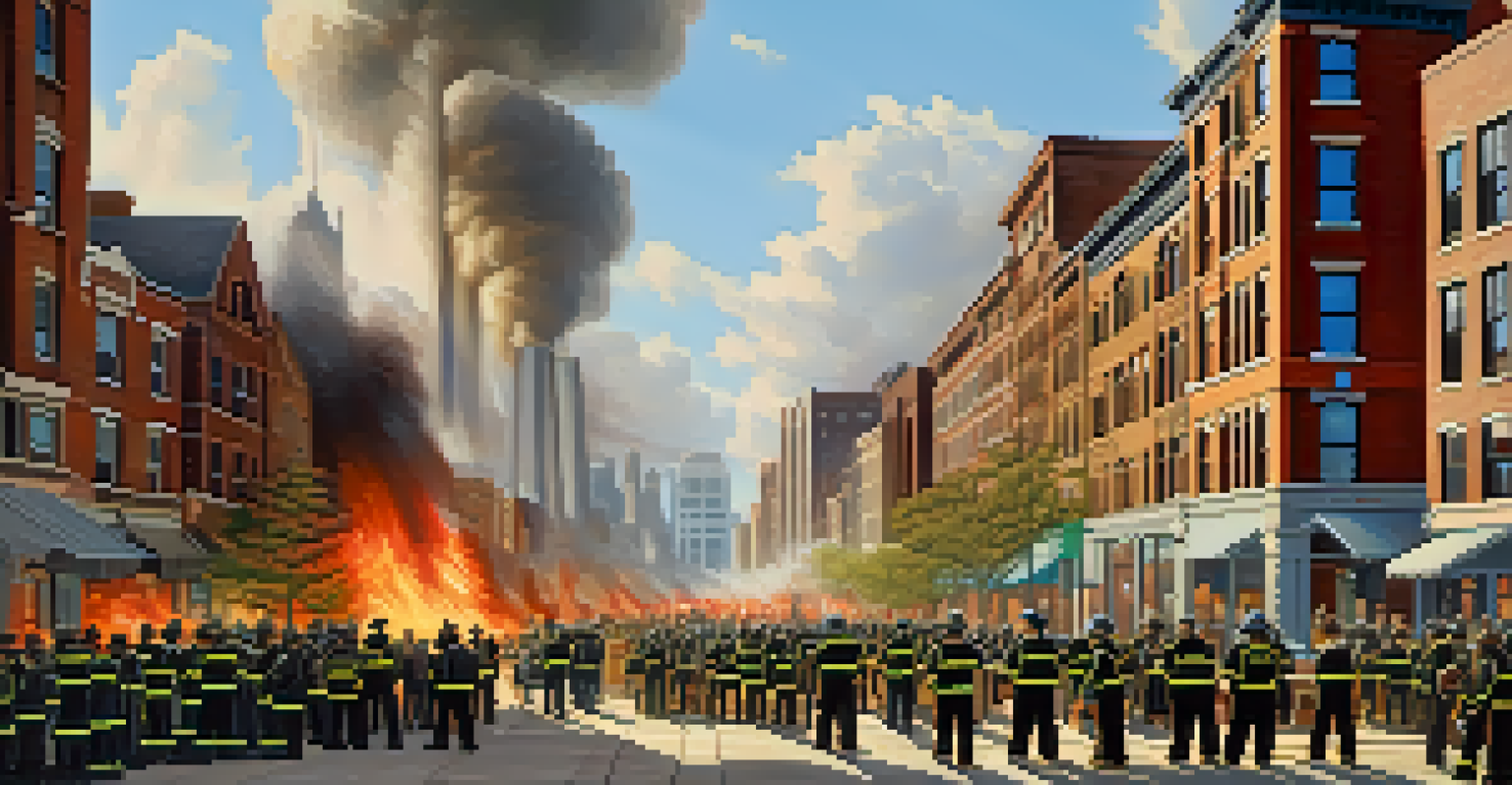 A representation of Chicago's urban planning transformation after the Great Chicago Fire with new buildings and wide streets.