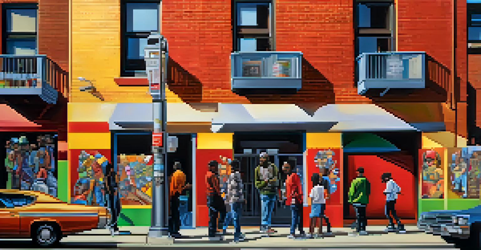 A colorful hip-hop street art scene in Chicago with murals and young artists painting, capturing the city's urban energy.