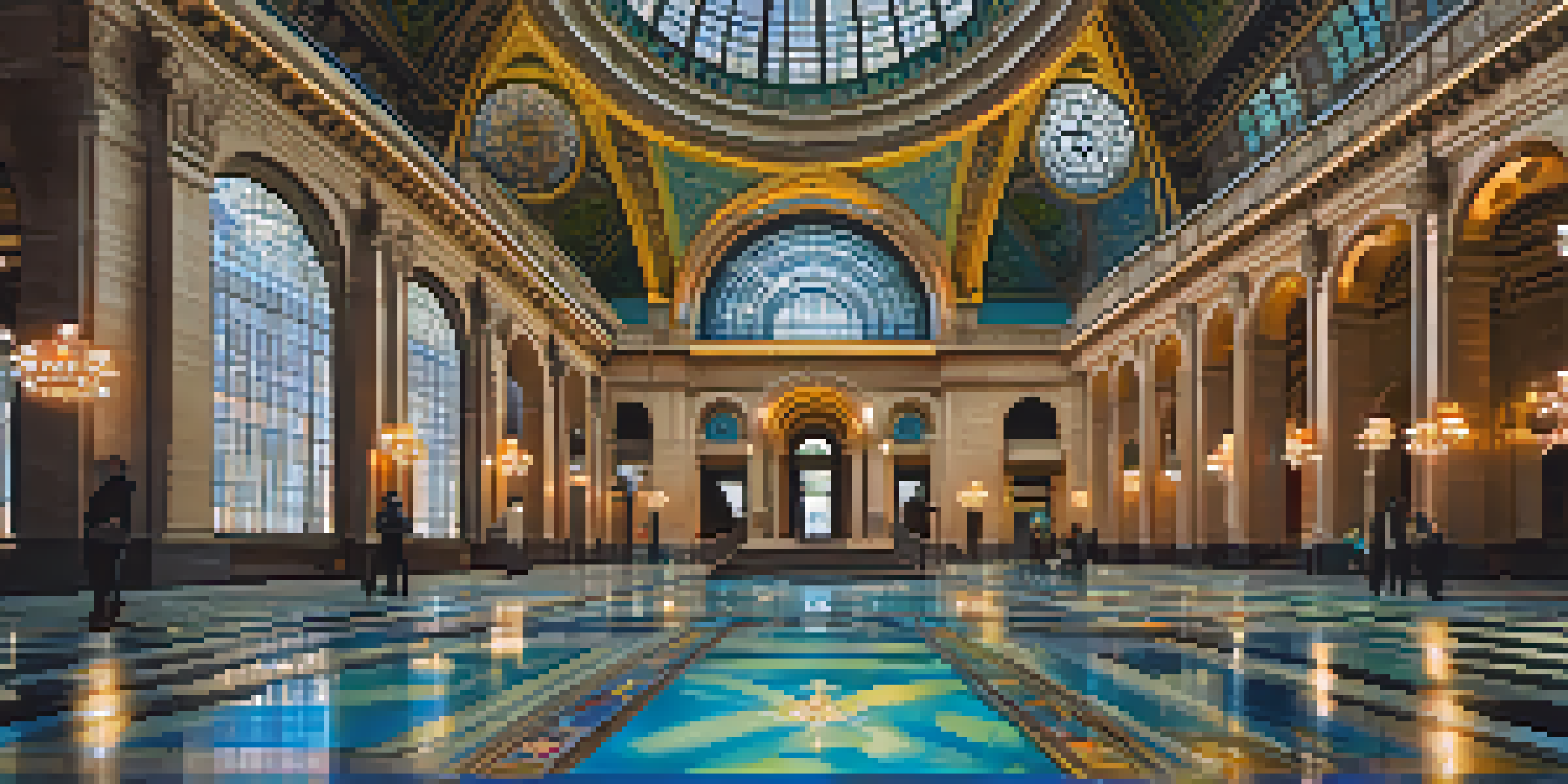 Interior view of the Chicago Cultural Center highlighting the Tiffany Dome with colorful glass and ornate architecture.