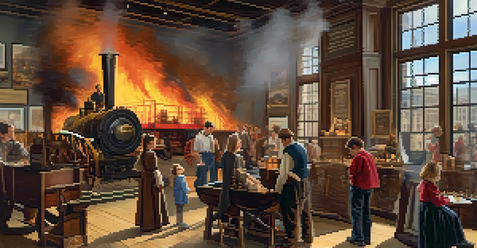A family exploring an interactive exhibit at the Chicago History Museum, with vibrant displays and natural light enhancing the experience.