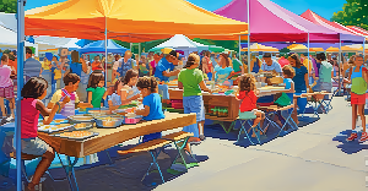 A family-friendly food festival in Chicago with children participating in a cooking class and families enjoying the festivities.