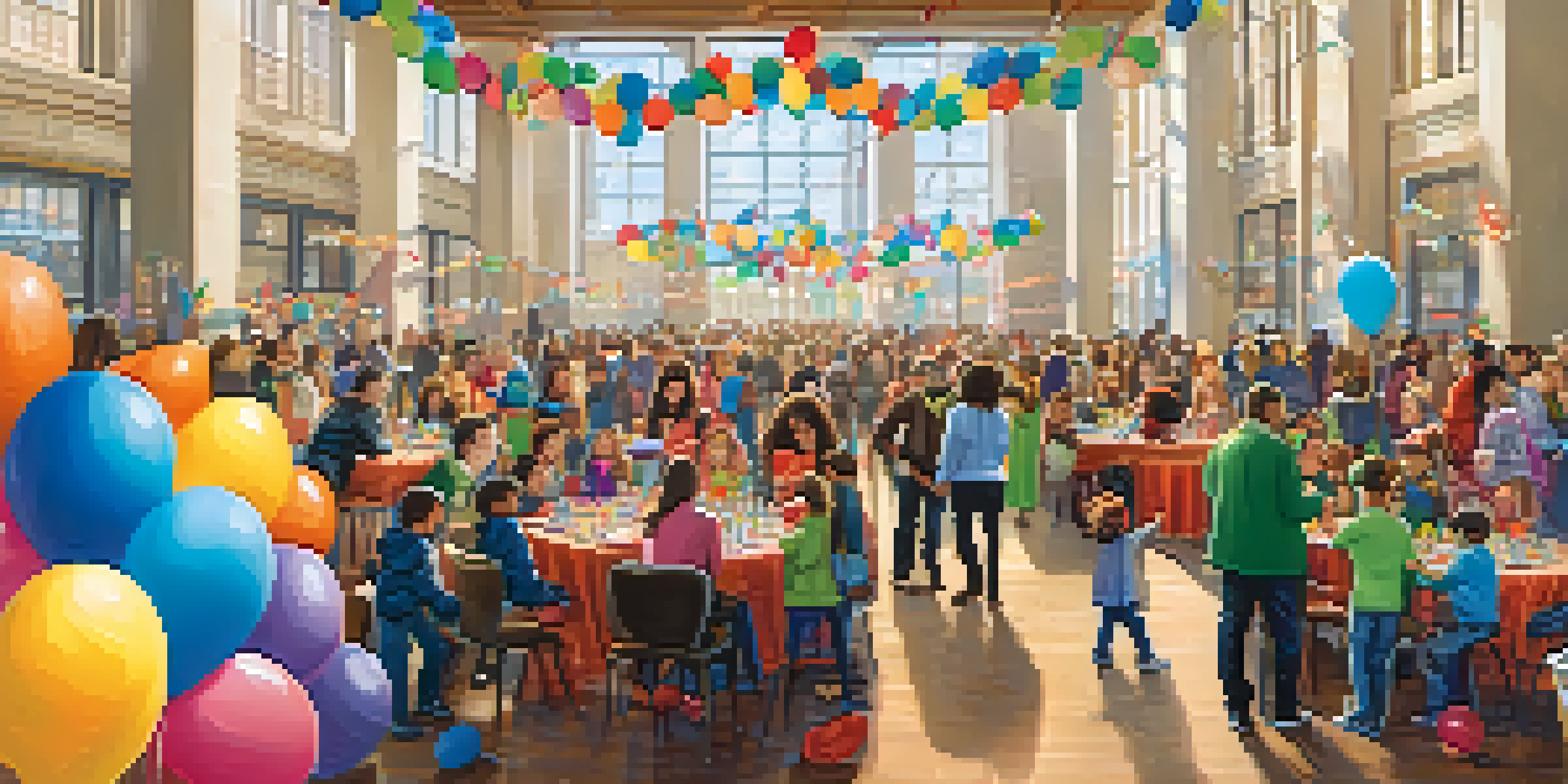 Children participating in a Noon Year’s Eve celebration with crafts and games in a festive atmosphere.