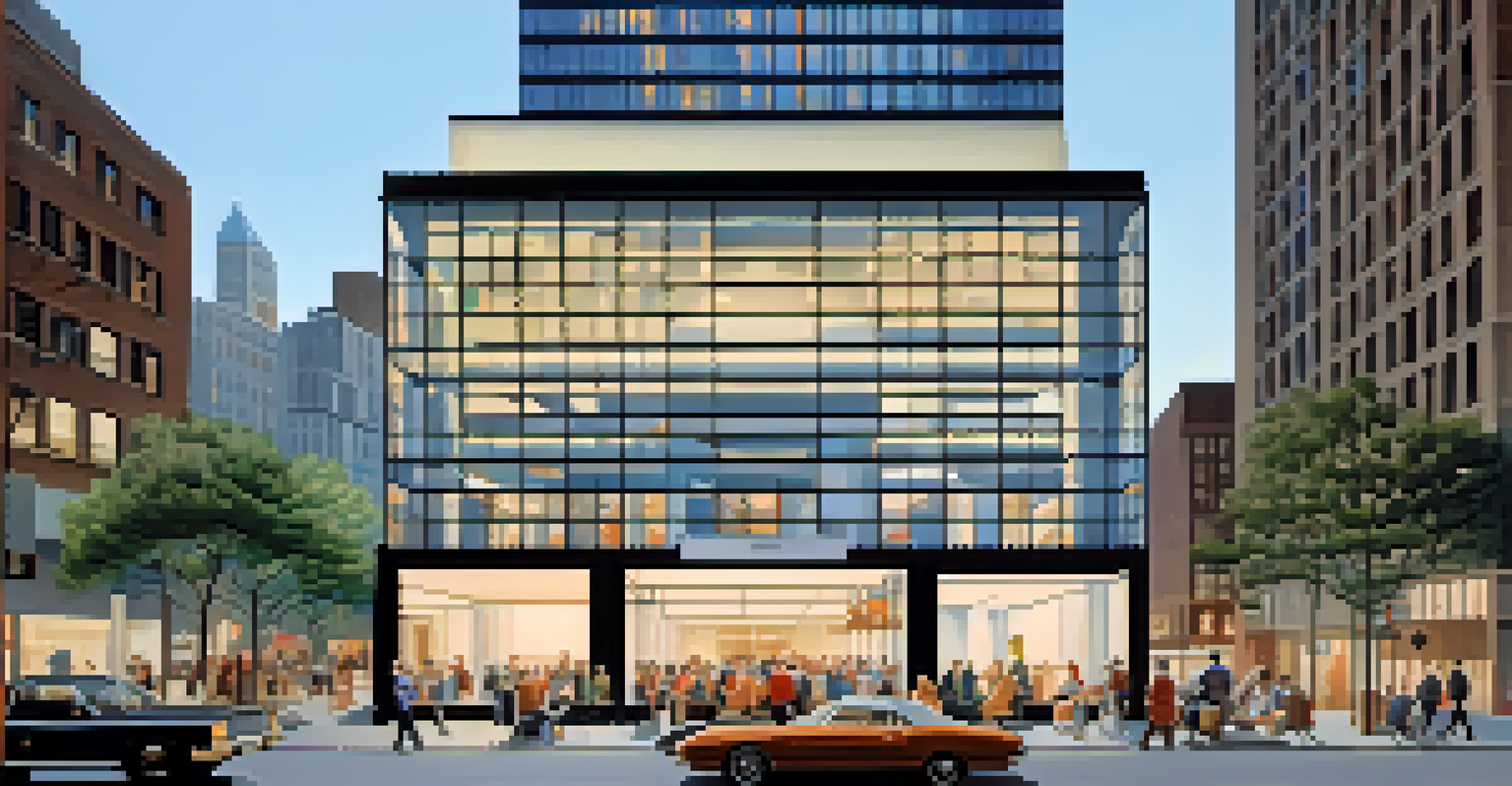The AT&T Building in Chicago featuring its unique Chippendale-style top, surrounded by a lively urban scene with people.