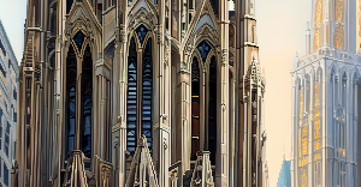A close-up of the Tribune Tower's architectural details, showcasing its Gothic and Art Deco design.