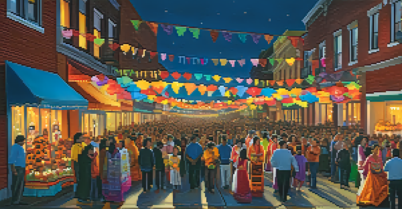 A Día de los Muertos celebration in Pilsen with families and vibrant altars.