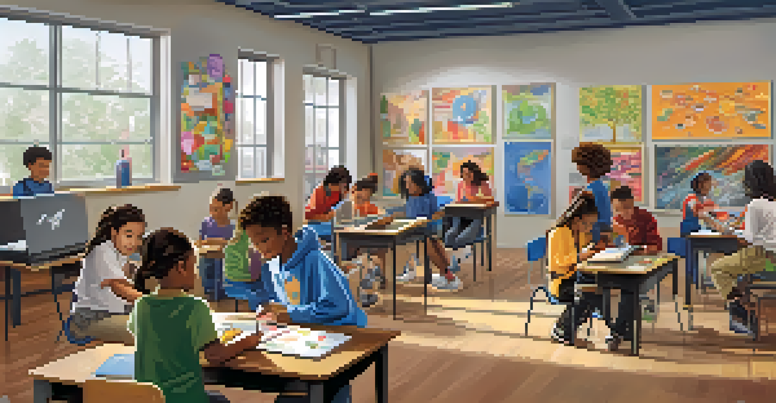 Students participating in an after-school program, engaging in painting, music, and coding in a vibrant and creative environment.