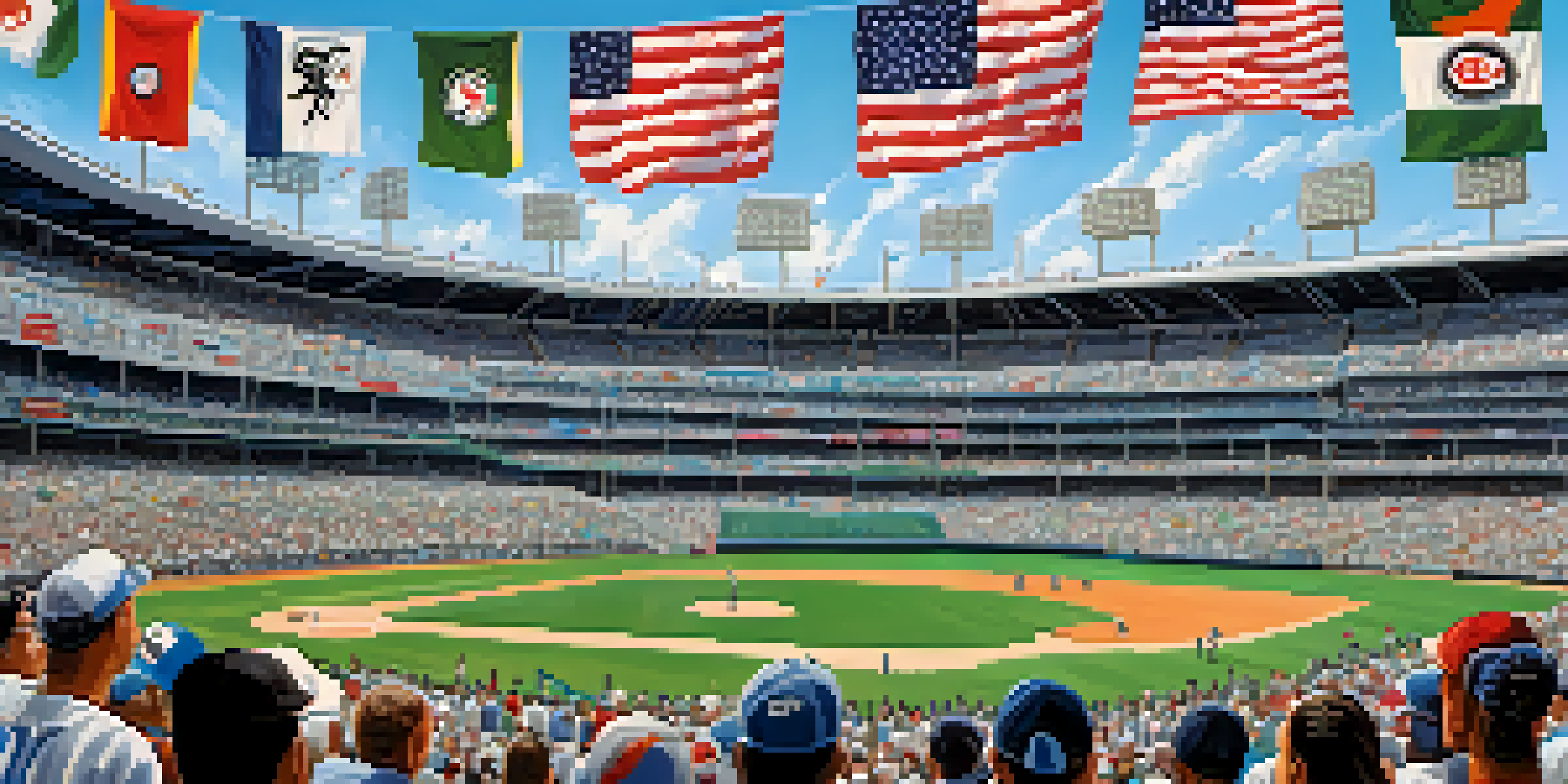 A lively baseball stadium with diverse fans, enjoying a game together, wearing Chicago White Sox merchandise.