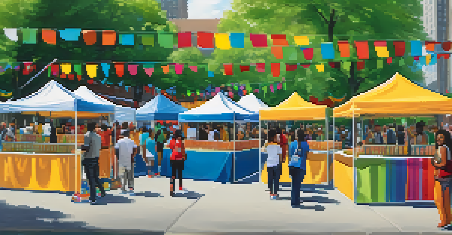 Volunteers organizing a multicultural festival in Chicago, showcasing cultural diversity and community engagement.