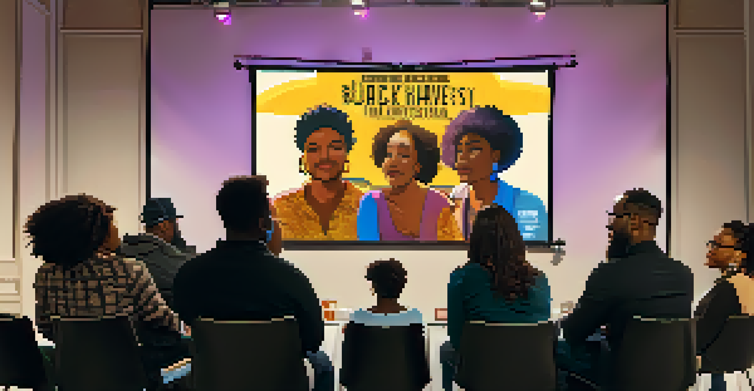 An engaging panel discussion at the Black Harvest Film Festival with filmmakers on stage and an attentive audience.