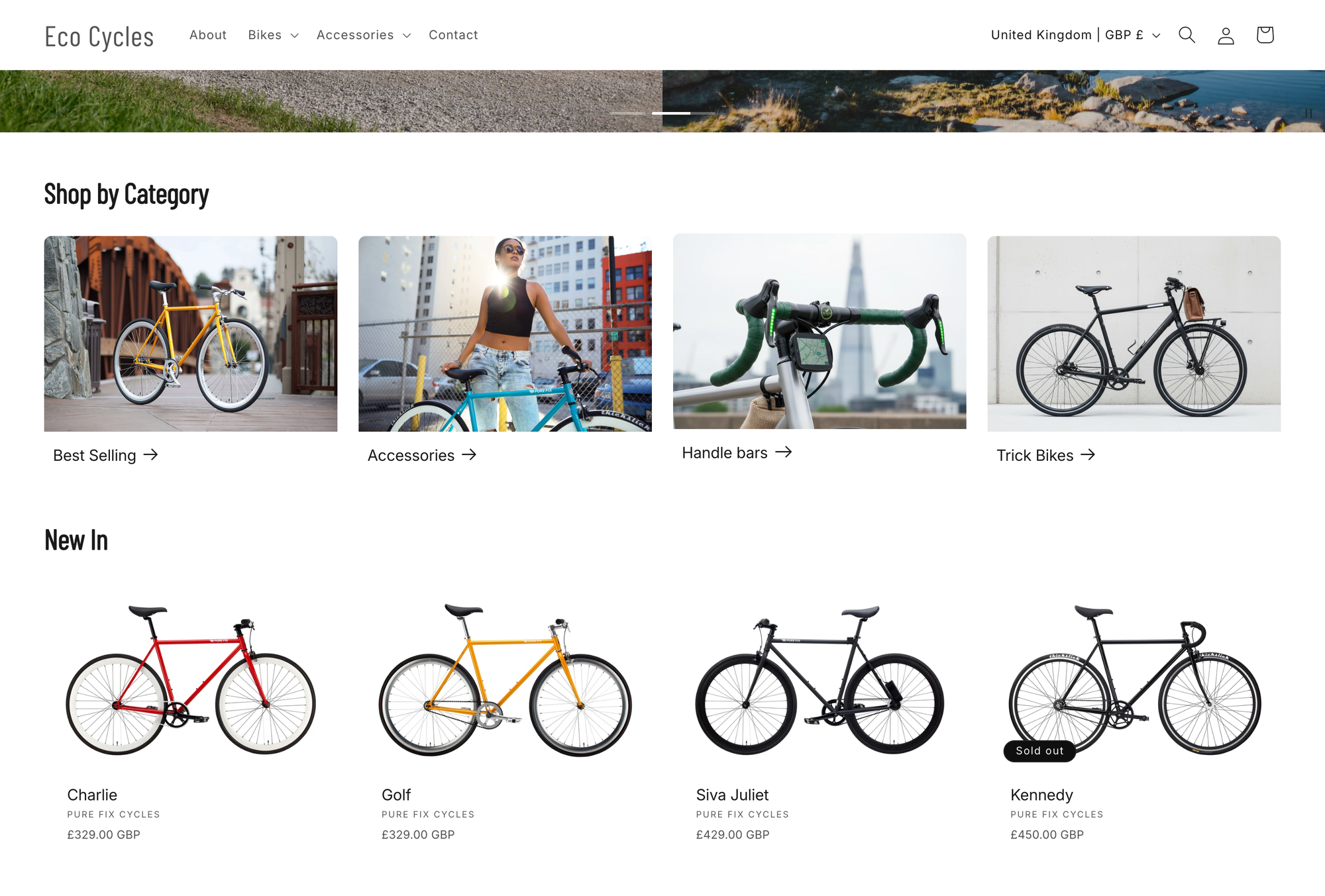 category navigation section