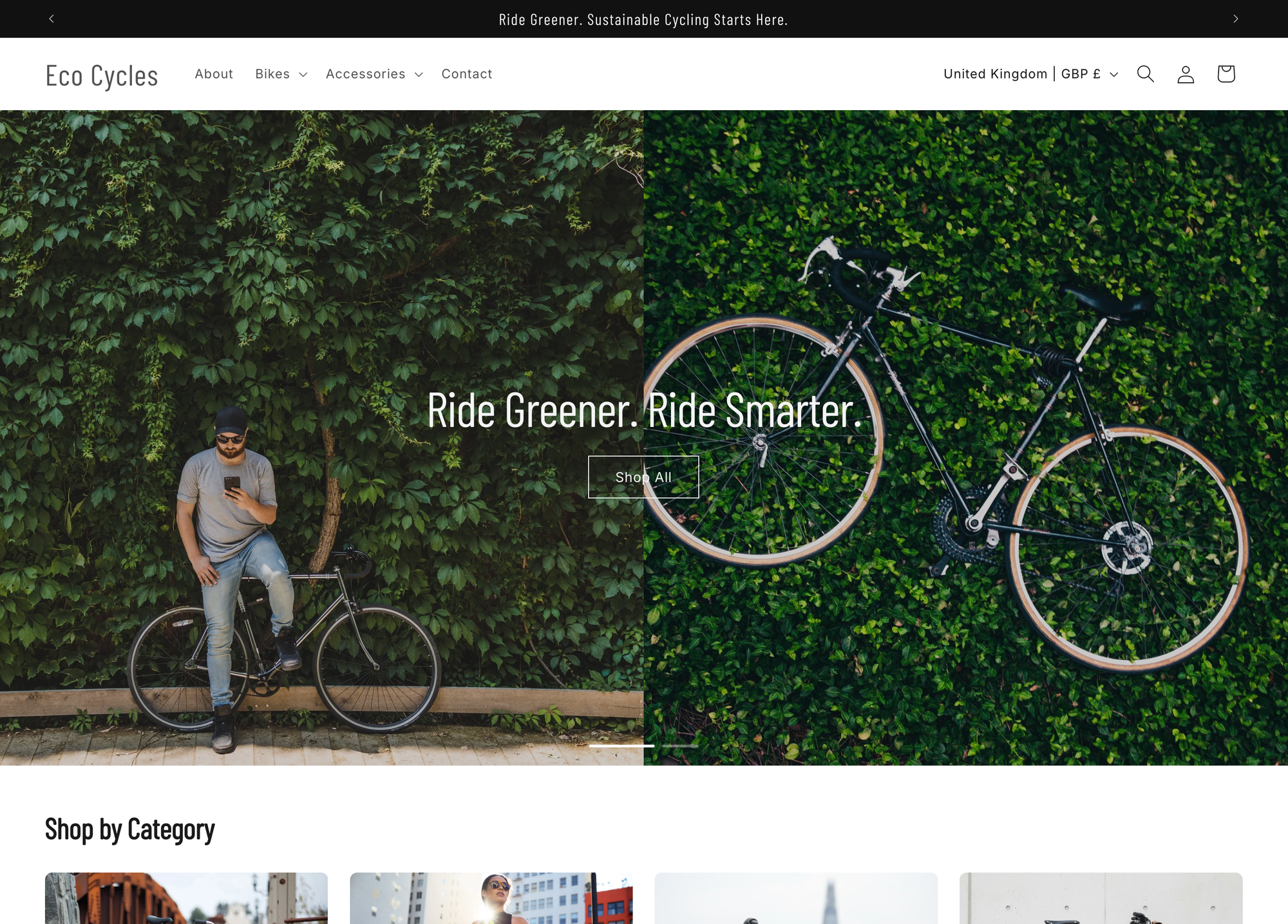 eco cycles - home page hero section