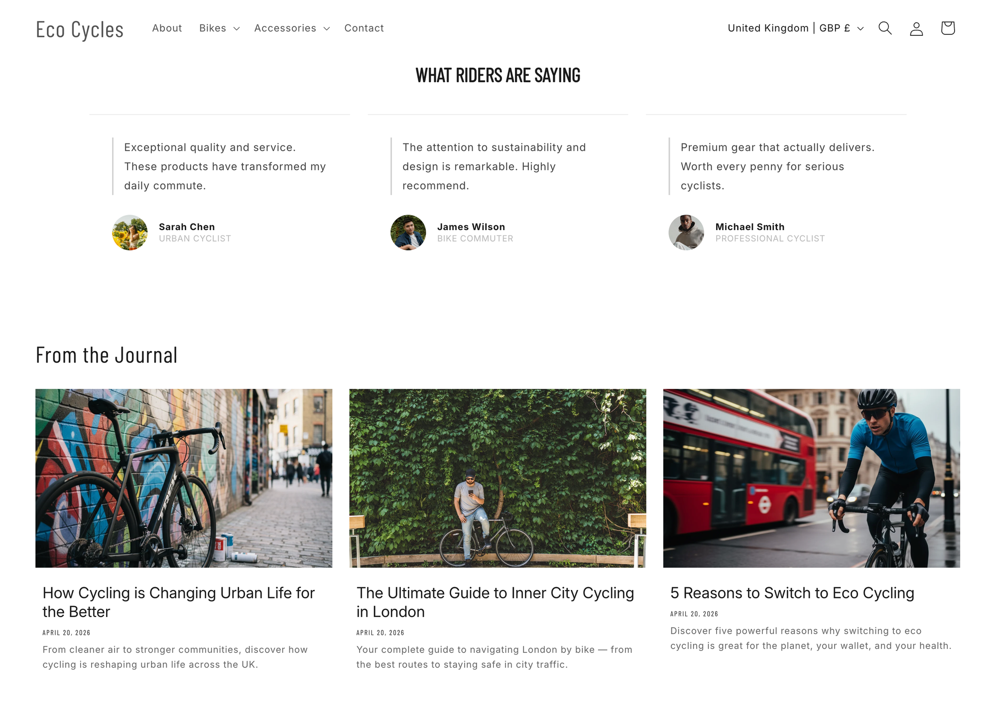 testimonial section and blog articles