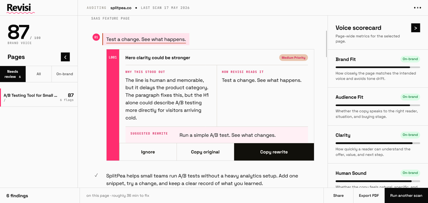 Revisi recommendation screen
