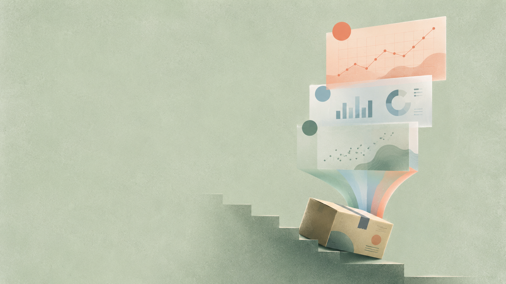 Commercial analysis flowing from source charts into a practical decision