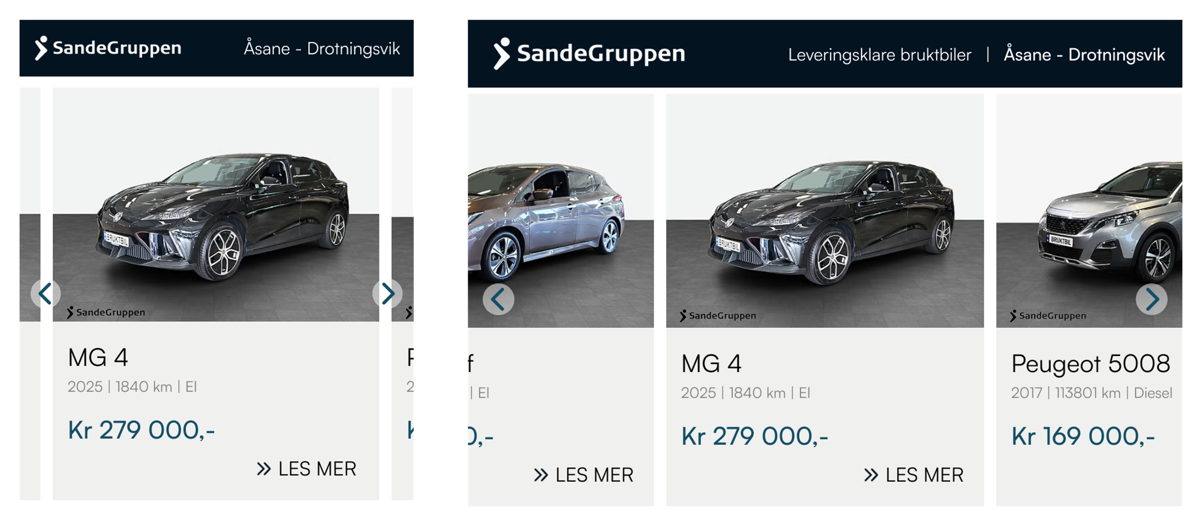 Preview of two digital carousel ads made for Sandegruppen