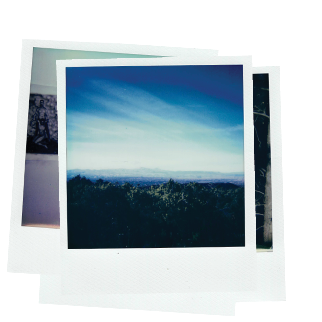 Polaroid photograph of a vista and expansive sky