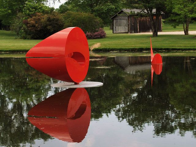 Red sculpture in the Lynden Sculpture Garden.