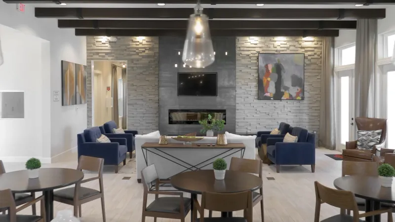 Community living room in clubhouse.