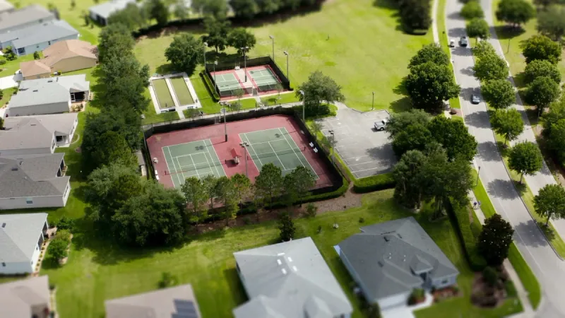 Aerial view of the Arlington Ridge sports courts